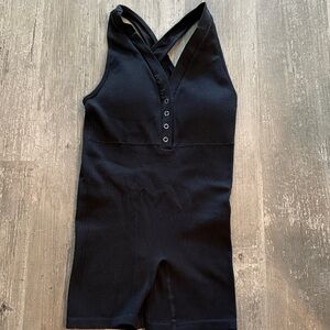 Forever 21 Black Ribbed active Sleeveless Romper